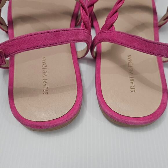 NEW Stuart Weitzman Twistie Sandal Flat Braided Strappy Pink Suede Size 10 - Picture 9 of 12